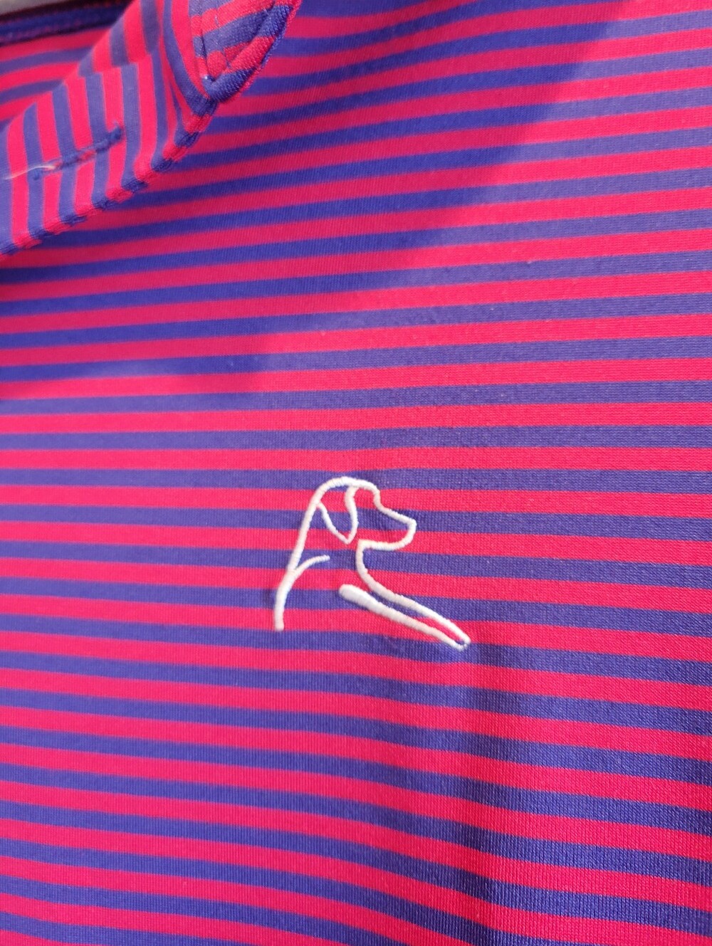 Rhoback Men’s Red and Navy Striped Performance Polo